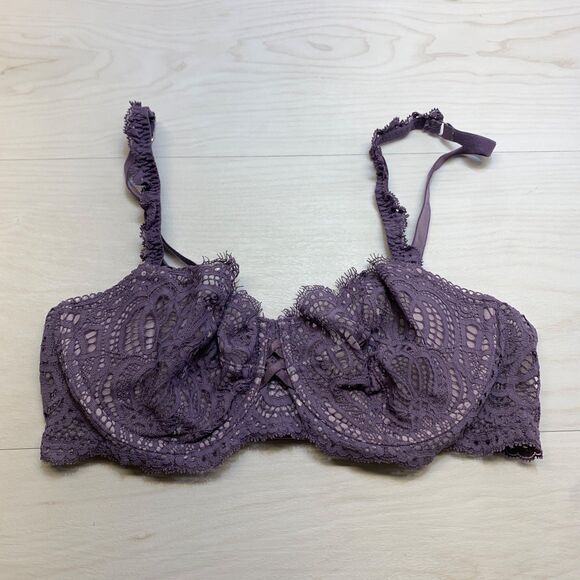 Victoria Secret Dream Angels Push Up Without Padding Bra Purple Lace Size 36 D - Picture 1 of 7